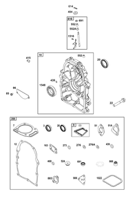Crankcase Cover/Sump Group Diagram and Parts List for 356447-0680-F1 200000 - 399999 Briggs and Stratton Engine